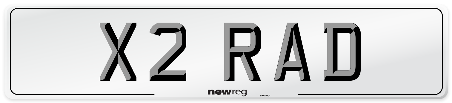 X2 RAD Number Plate from New Reg